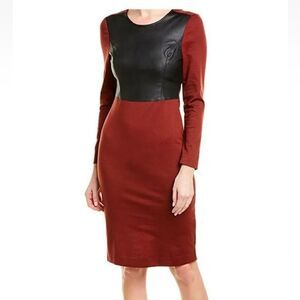 NWT BCBGMAXAZRIA Women's Mixed Media Long Sleeve Sheath Dress Size small
